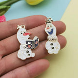 10pcs Snowman Enamel Charms for DIY Jewelry Making