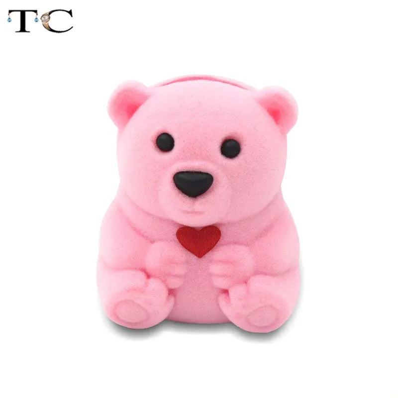 Bear Heart Tail Rings Box Earrings Box Surprise Jewelry Case