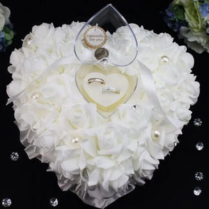 Heart-shape Rose Flowers Ring Box Wedding Jewelry Case