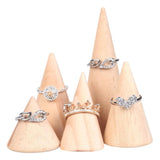 Wood Ring Display Stand Cone Type Holder Showcase Organizer