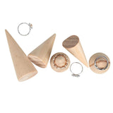 Wood Ring Display Stand Cone Type Holder Showcase Organizer