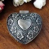Heart Shape Retro Jewelry Storage Metal Case Vintage Flower Carved Trinket Box