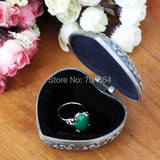 Heart Shape Retro Jewelry Storage Metal Case Vintage Flower Carved Trinket Box