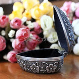 Heart Shape Retro Jewelry Storage Metal Case Vintage Flower Carved Trinket Box