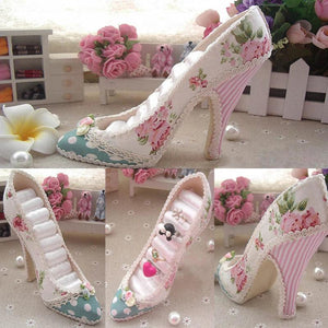 Flower High-heeled Shoe Tiered Ring Holder Display Jewelry Organizer