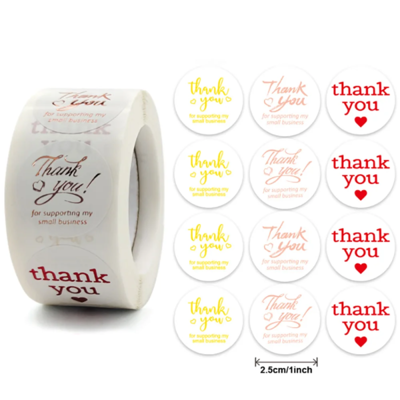 500pcs Foil Thank You Small Business Stickers DIY Stationery Gift Decor