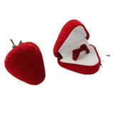 Red Strawberry Ring Case Wedding Propose Velvet Jewelry Box