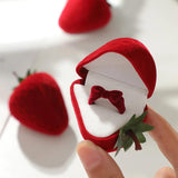 Red Strawberry Ring Case Wedding Propose Velvet Jewelry Box