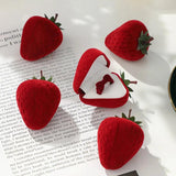Red Strawberry Ring Case Wedding Propose Velvet Jewelry Box