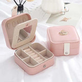 Portable Jewelry Box with Mirror Zipper Storage Case