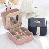 Portable Jewelry Box with Mirror Zipper Storage Case