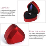Heart LED Light Ring Box Velvet Jewelry Display Gift Storage Case