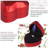 Heart LED Light Ring Box Velvet Jewelry Display Gift Storage Case