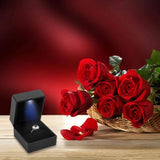 Heart LED Light Ring Box Velvet Jewelry Display Gift Storage Case