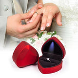 Heart LED Light Ring Box Velvet Jewelry Display Gift Storage Case