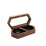 Retro Walnut Wooden Jewelry Storage Box Wedding Ring Display Stand