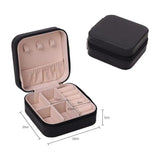 Portable Jewelry Box Organizer Travel Case Button Leather Storage