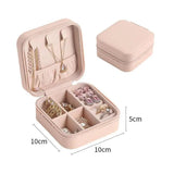 Portable Jewelry Box Organizer Travel Case Button Leather Storage