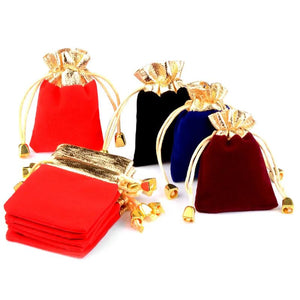 20pcs Vintage Velvet Wine Red Gift Bags 7x9cm Drawstring Jewelry Packaging