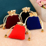 20pcs Vintage Velvet Wine Red Gift Bags 7x9cm Drawstring Jewelry Packaging
