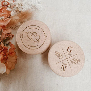 Personalized Wedding Wooden Ring Box Bride Groom Name Date Bearer Box