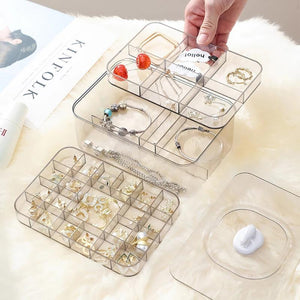 Multi-Layer Clear Jewelry Storage Box Ring Beads Organizer Case