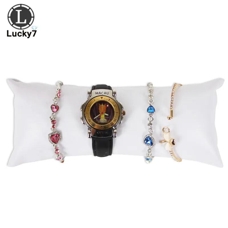 Velvet PU Leather Jewelry Pillow Stand Bracelet Organizer