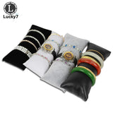 Velvet PU Leather Jewelry Pillow Stand Bracelet Organizer
