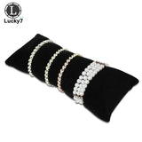 Velvet PU Leather Jewelry Pillow Stand Bracelet Organizer