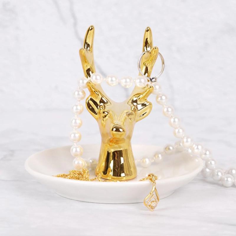 Deer Ceramics Ring Dish Holder Trinket Jewelry Tray Decor