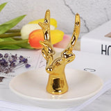 Deer Ceramics Ring Dish Holder Trinket Jewelry Tray Decor