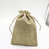 10 PCS Gray Cotton Linen Pouch Drawstring Bag Wedding Gift Bag