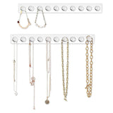Clear Necklace Jewelry Organizer Wall Mount with 10 Storage Hooks