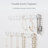 Clear Necklace Jewelry Organizer Wall Mount with 10 Storage Hooks