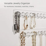 Clear Necklace Jewelry Organizer Wall Mount with 10 Storage Hooks