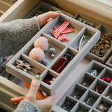 DIY Jewelry Display Organizer Velvet Stackable Tray Necklace Showcase Box