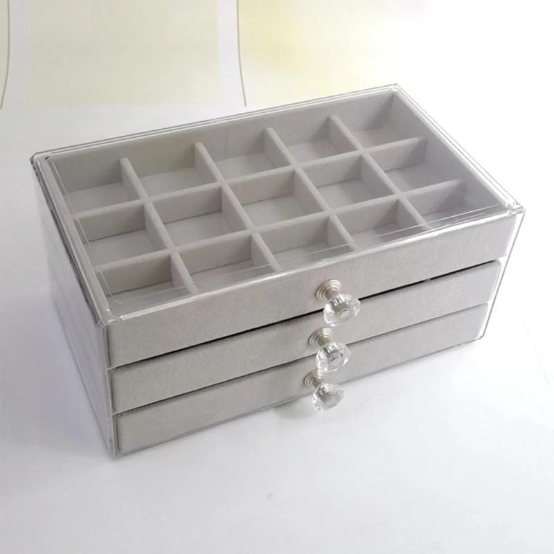 Portable Jewelry Box with 3 Drawers 3 Layers