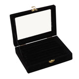 Velvet Jewelry Display Box with Glass Lid