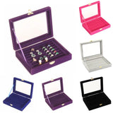 Velvet Jewelry Display Box with Glass Lid