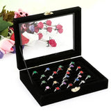 Velvet Jewelry Display Box with Glass Lid