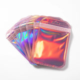 50pcs Pink Laser Foil Bag Holographic Self-Sealing Pouch For Jewelry Storage