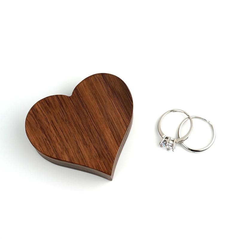 Wood Rings Jewelry Organizer Display Travel Case Portable Storage Box