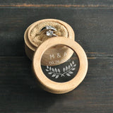 Personalized Rustic Ring Bearer Box, Wooden Holder Initials & Date