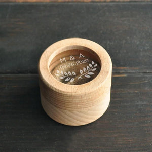 Personalized Rustic Ring Bearer Box, Wooden Holder Initials & Date