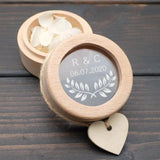 Personalized Rustic Ring Bearer Box, Wooden Holder Initials & Date