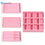 Pink Velvet Jewelry Display Case Earring Storage Organizer Box