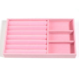 Pink Velvet Jewelry Display Case Earring Storage Organizer Box