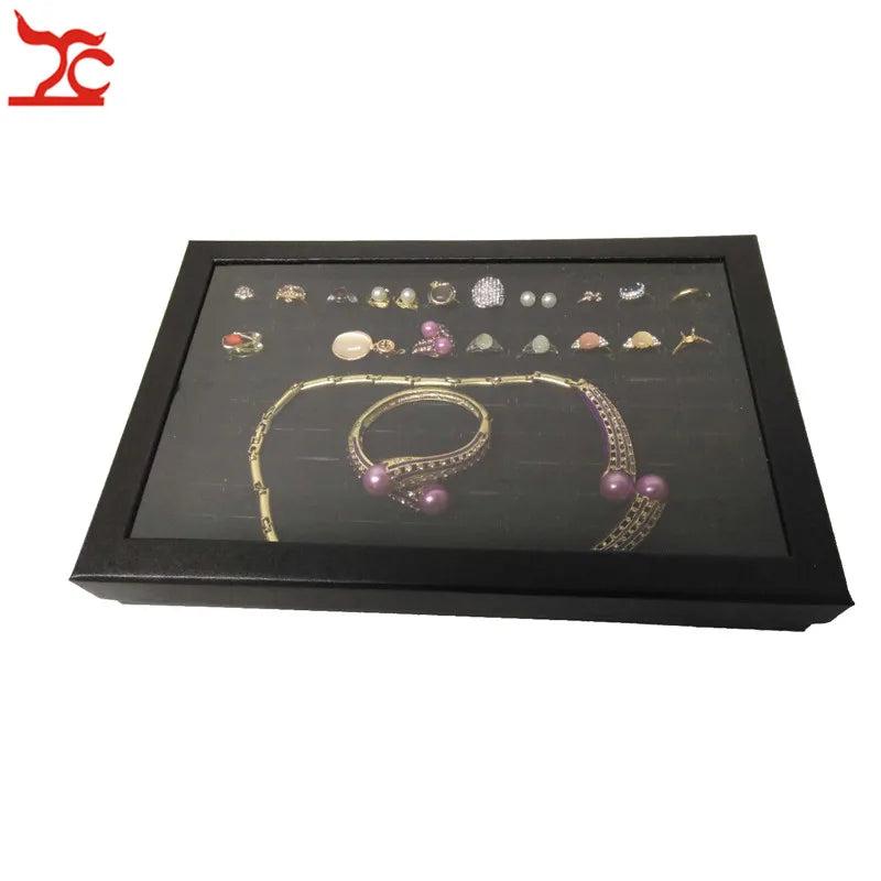Sponge Ring Earring Jewelry Storage Display Box with Lid