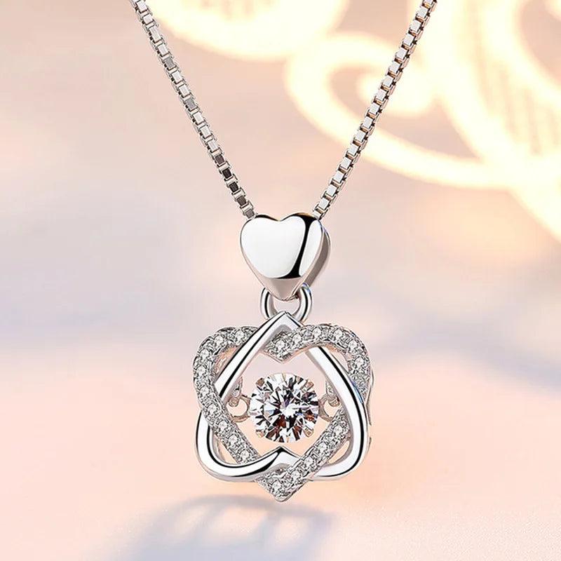 Rose Flower CZ Necklace in High Box