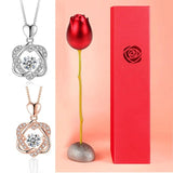 Rose Flower CZ Necklace in High Box